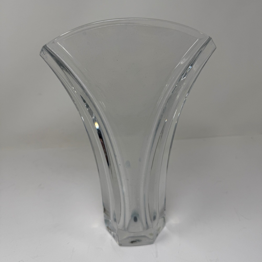 Baccarat Thomas Bastide 1992 Signed Ginkgo Crystal Flower Home Vase 9.5 Inches